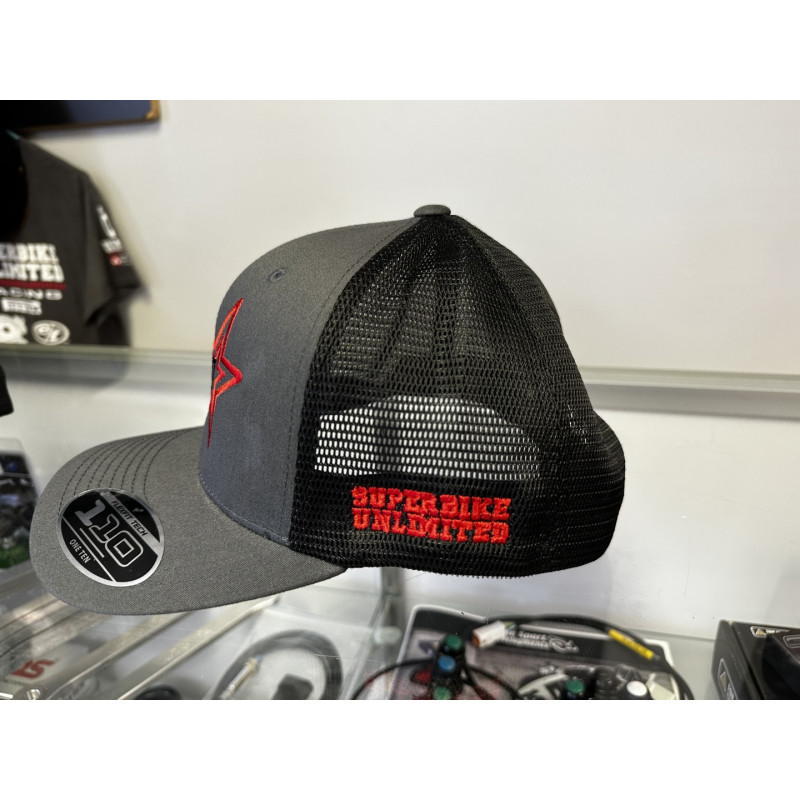 Superbike Unlimited FlexFit 110M Mesh Hat - Black / Red / Grey