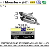 Arrow Indy Race Aluminum "DARK" Silencer with Carby End Cap Ducati Monster 937 / 2021 - 2022 Arrow Indy Race Aluminum "DARK" Silencer with Carby End Cap Ducati Monster 937 / 2021 - 2022