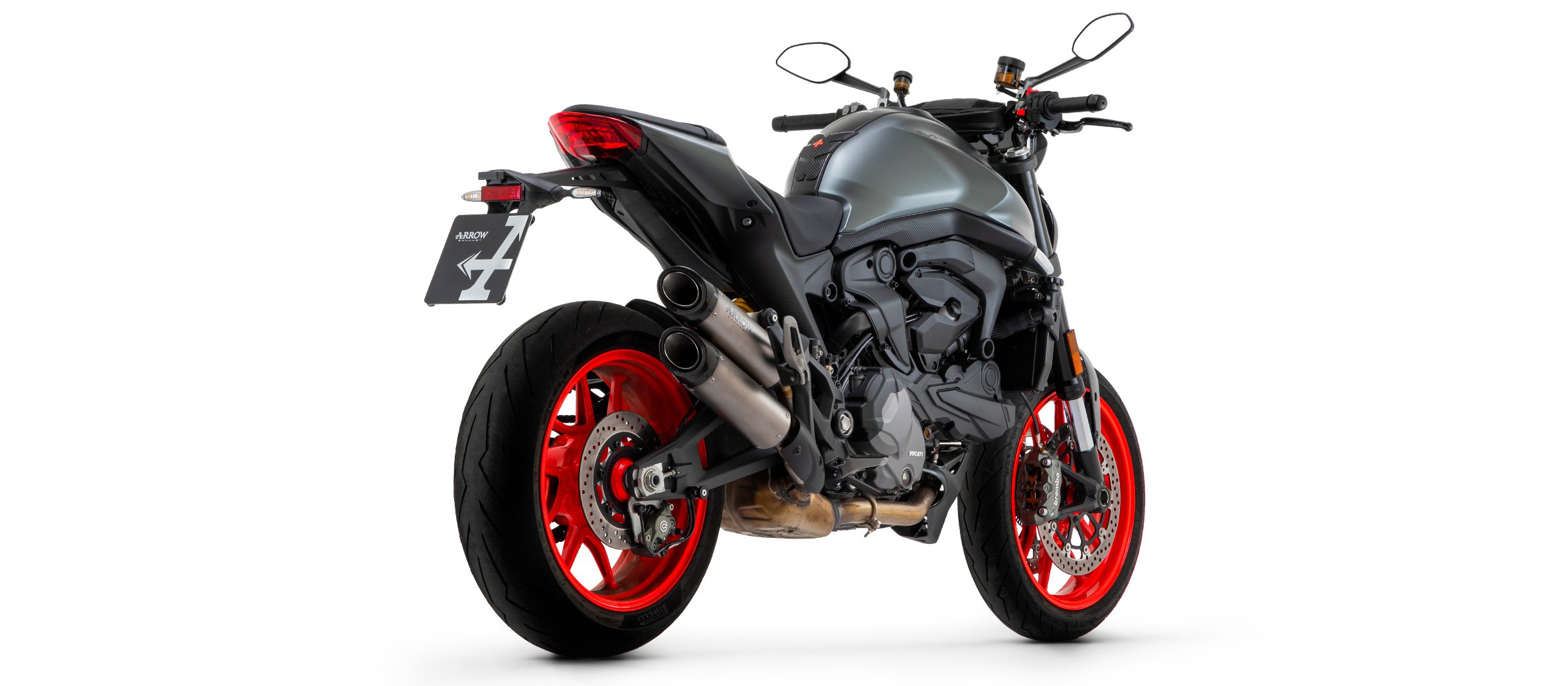 Arrow Round Titanium Double Silencer (upper + lower) Ducati Monster 937 / 2021 - 2022