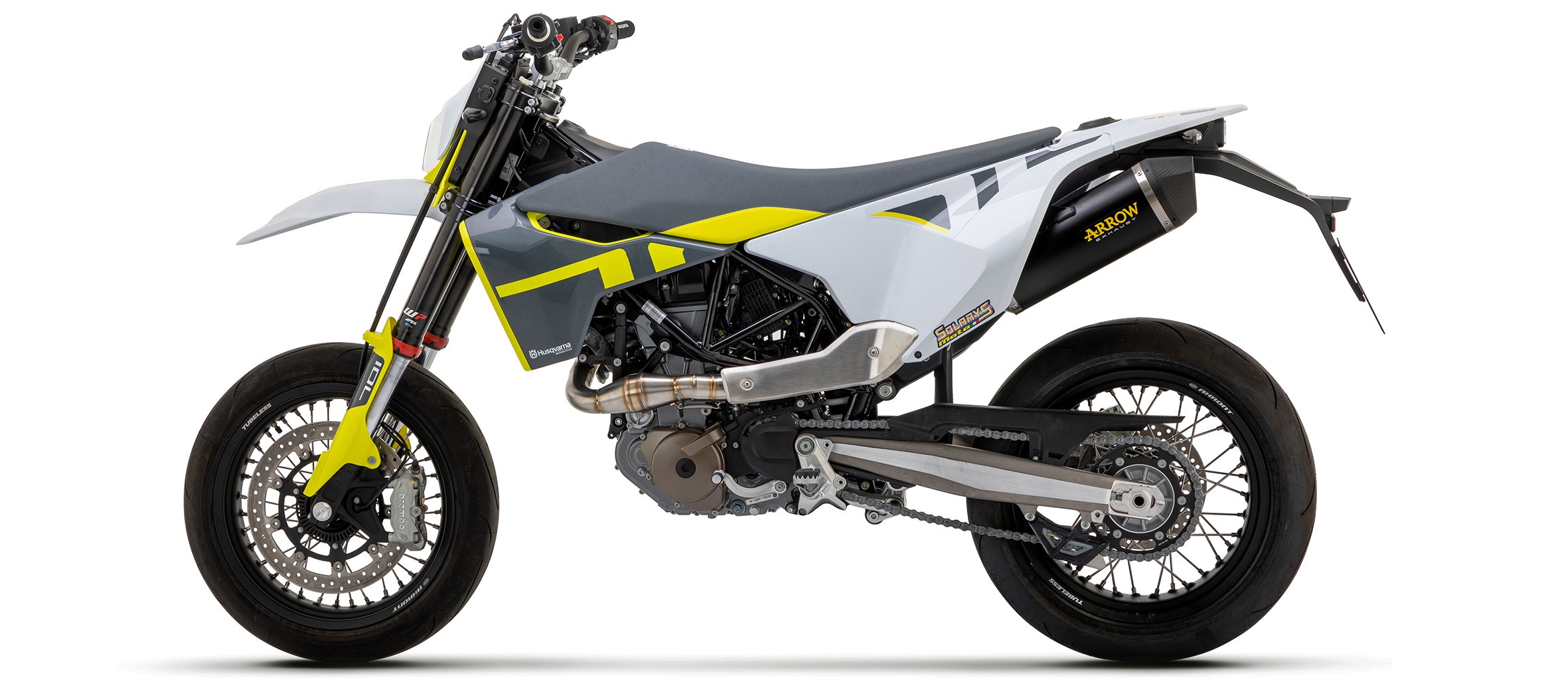 Arrow Race-Tech Aluminum "Dark" Slip on Muffler (w/ link pipe) - 2021 - 2022 Husqvarna 701 Enduro / Supermoto / 2019+ KTM 690 SMC R