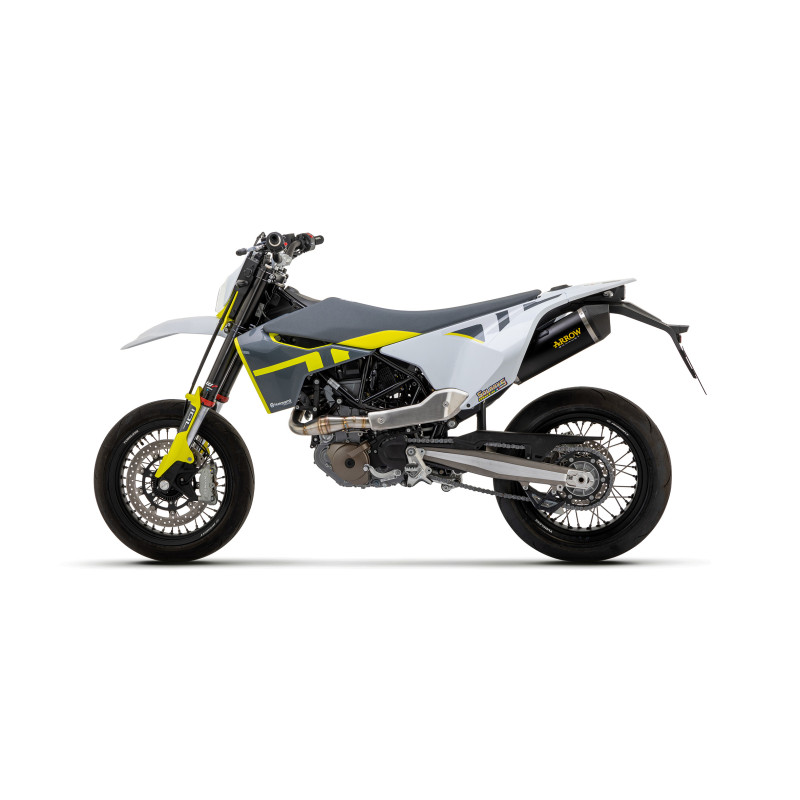 Arrow Race-Tech Aluminum Dark Slip on Muffler (w/ link pipe) - 2017-2022 Husqvarna 701 Enduro / Supermoto