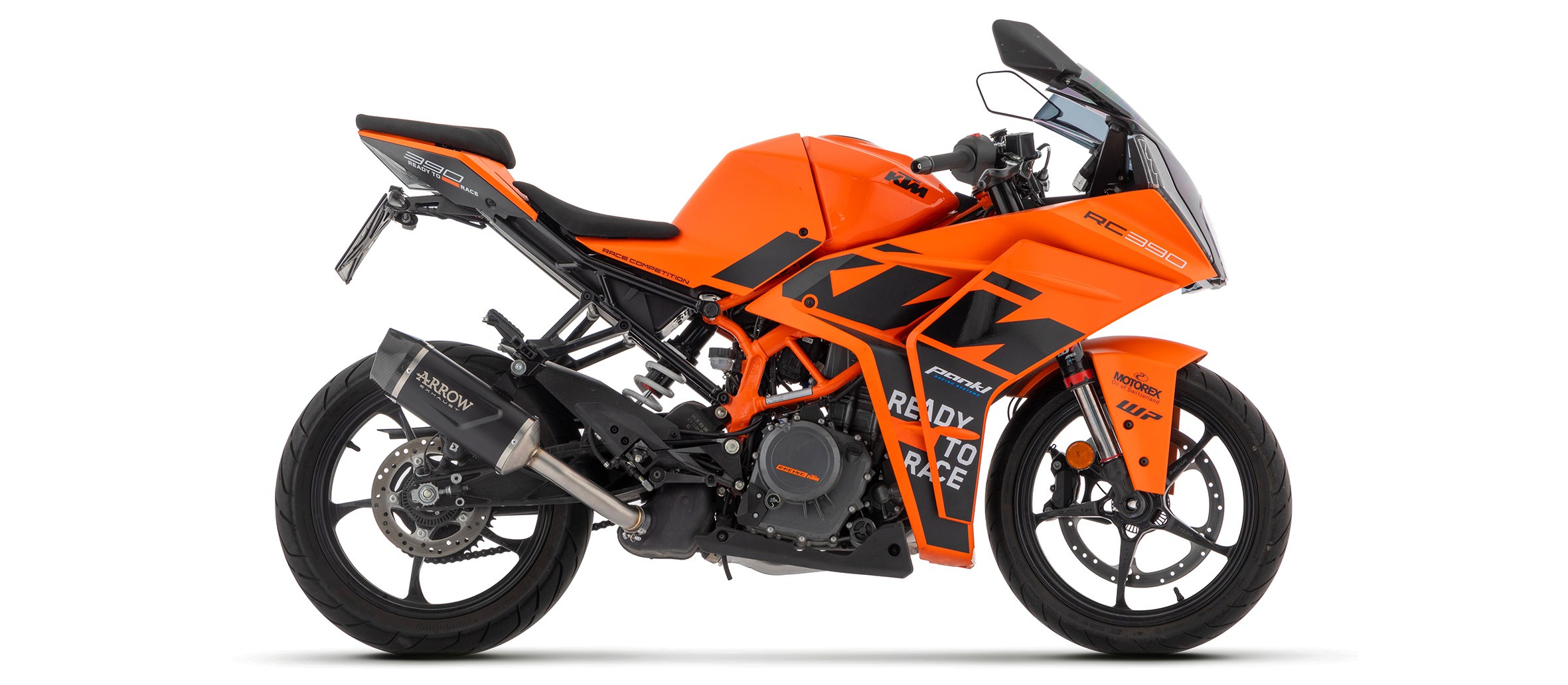 Arrow Indy Race EVO Aluminum "Dark" Silencer w/ CF endcap -  KTM RC 390 (2022-2023)