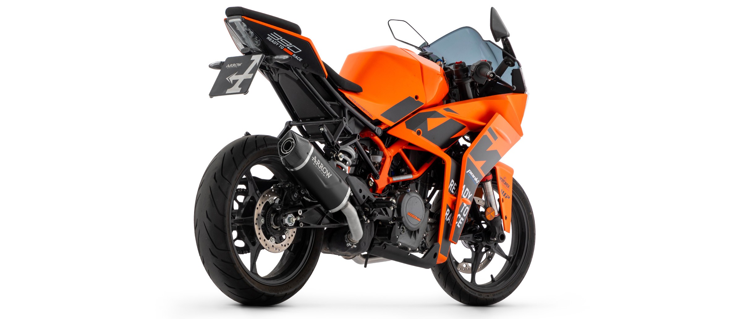 Arrow Indy Race EVO Aluminum "Dark" Silencer w/ CF endcap -  KTM RC 390 (2022-2023)