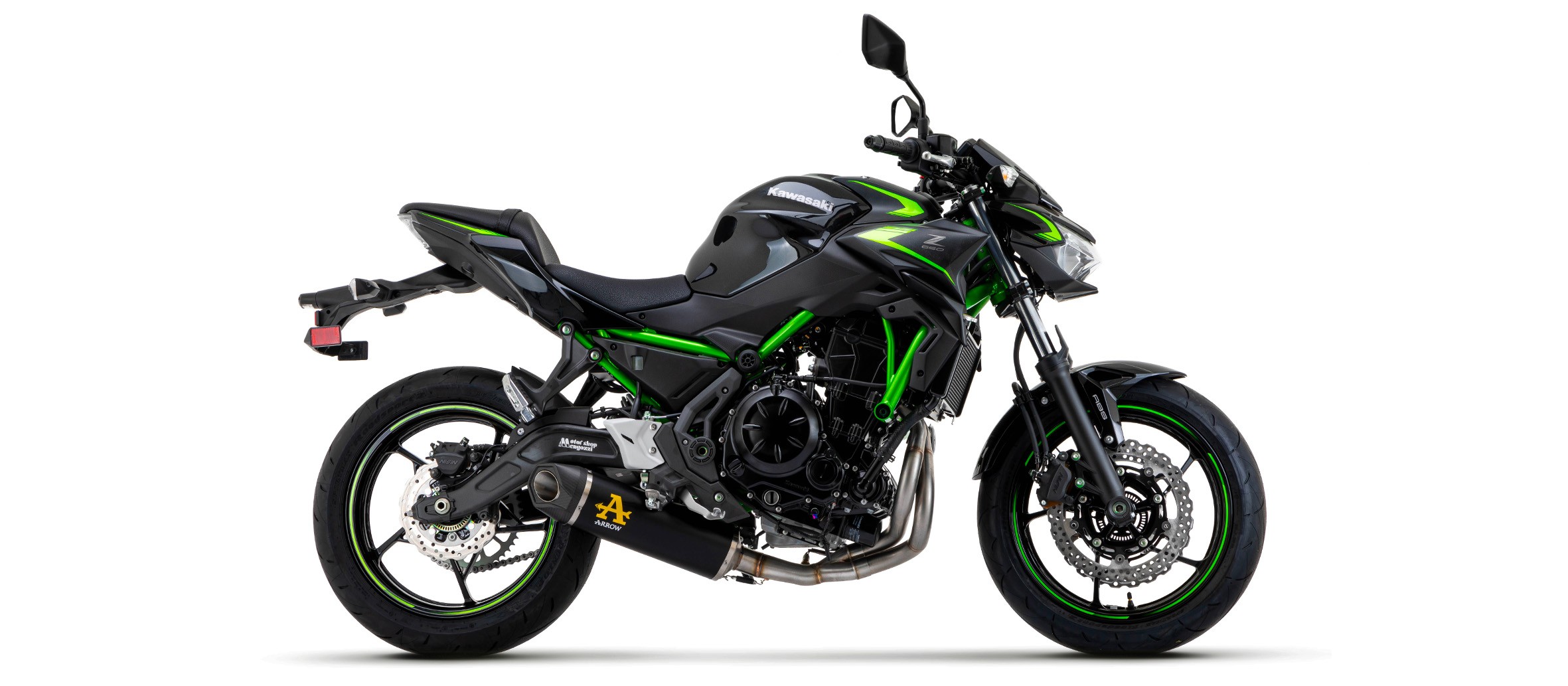 Arrow Indy Race Full Exhaust System - Dark Aluminum Silencer - Kawasaki Ninja 650 / Z650 2021-2022