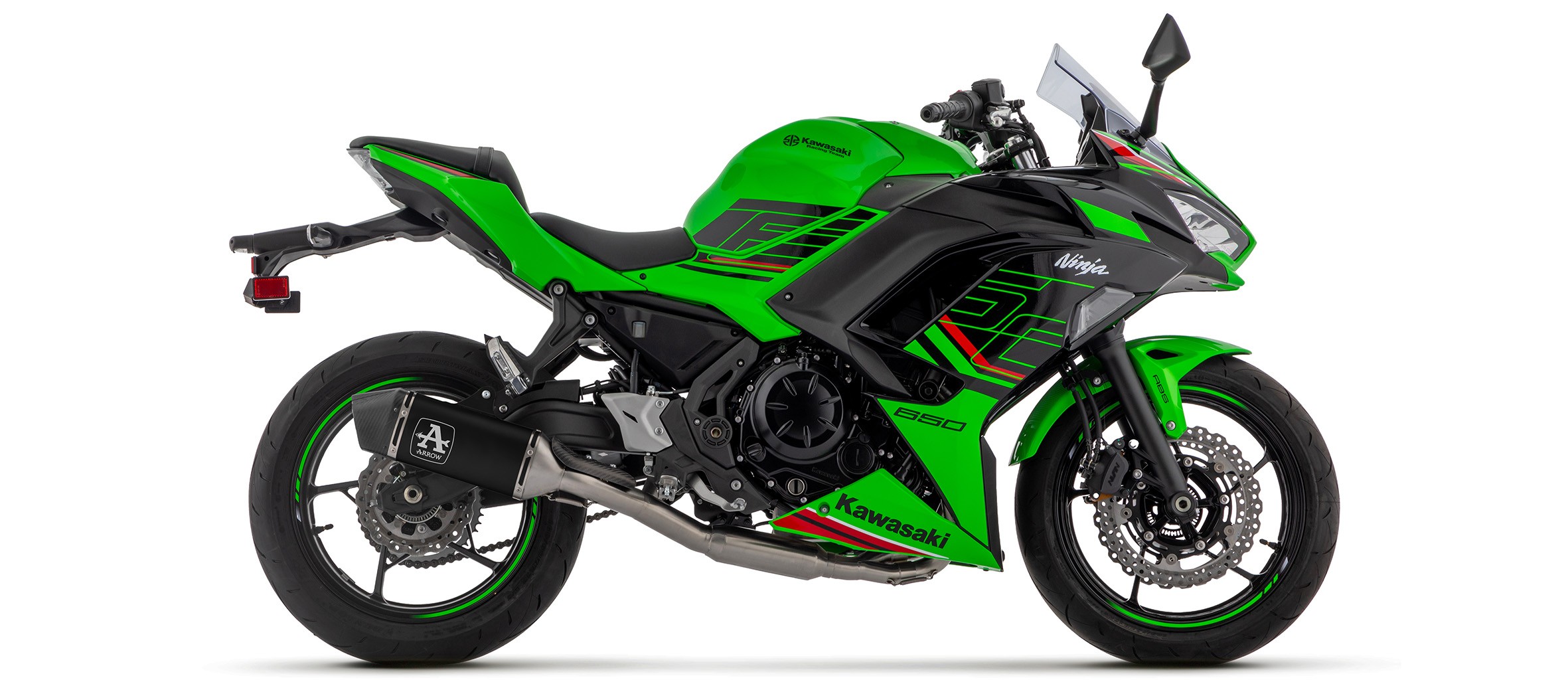 Arrow Racing Full Exhaust System with Veloce Aluminum DARK silencers | Kawasaki Ninja 650 (2023-2024)
