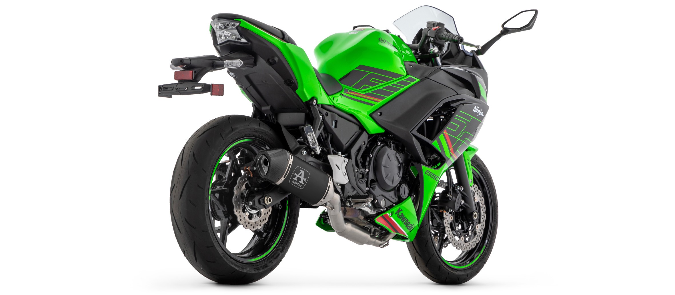 Arrow Racing Full Exhaust System with Veloce Aluminum DARK silencers | Kawasaki Ninja 650 (2023-2024)