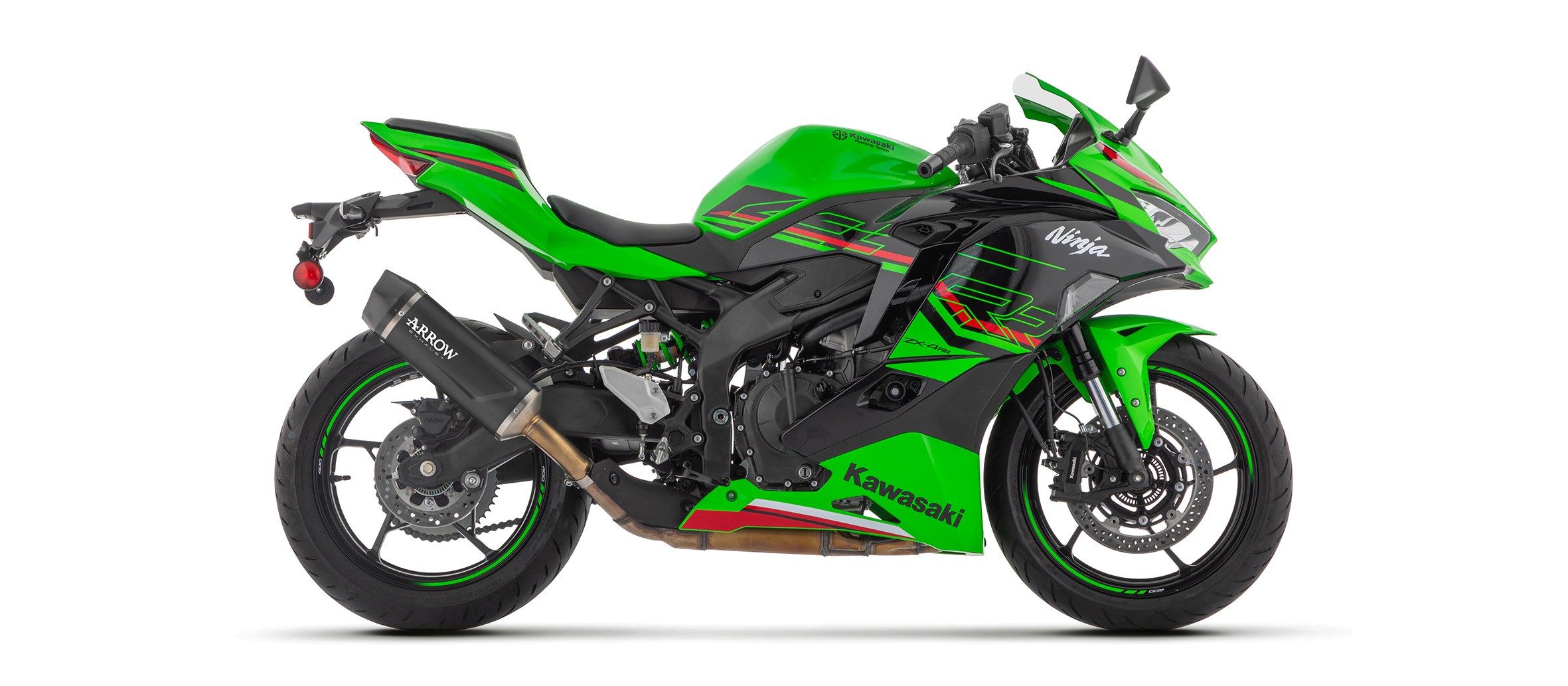 Arrow Indy Race EVO Aluminum "Dark" Exhaust Silencer w/ CF end cap | Kawasaki ZX-4RR (2024)