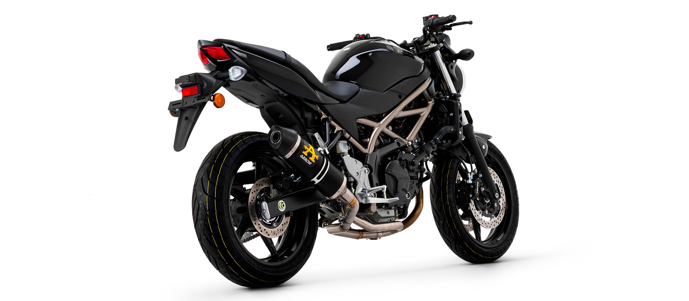 Arrow Race-Tech "Dark" Aluminum Silencer with carby end cap - Suzuki SV650 (2021-2022)