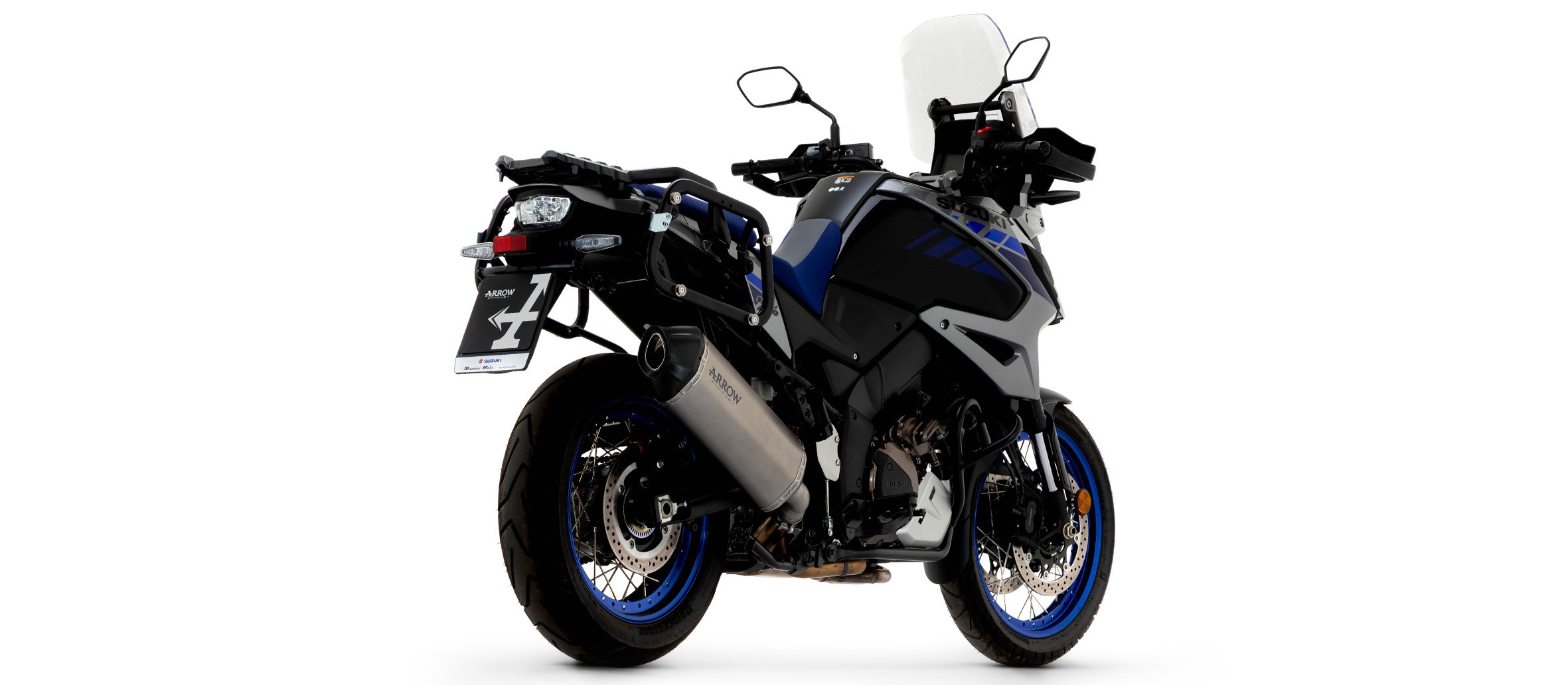 Arrow Sonora Titanium DARK Slip-On Exhaust w/ CF end cap - Suzuki V-Strom 1050 (2020-2023)