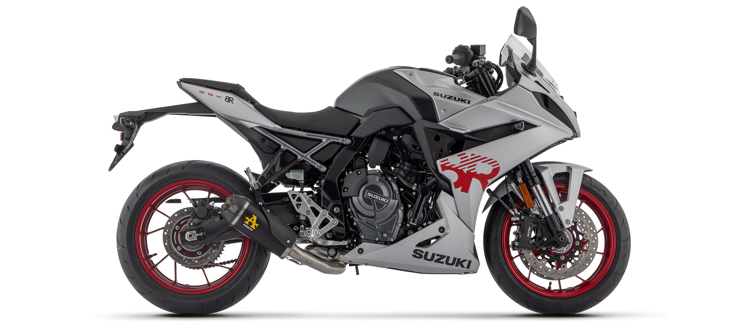 Arrow Racing Works DARK Full Exhaust System with CF End Caps | Suzuki GSX-8R (2023-2024)