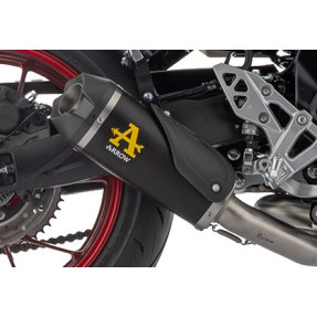Arrow Racing Works DARK Nichrom Slip On Exhaust System with CF End Caps | Suzuki GSX-8 R/S (2023-2025)