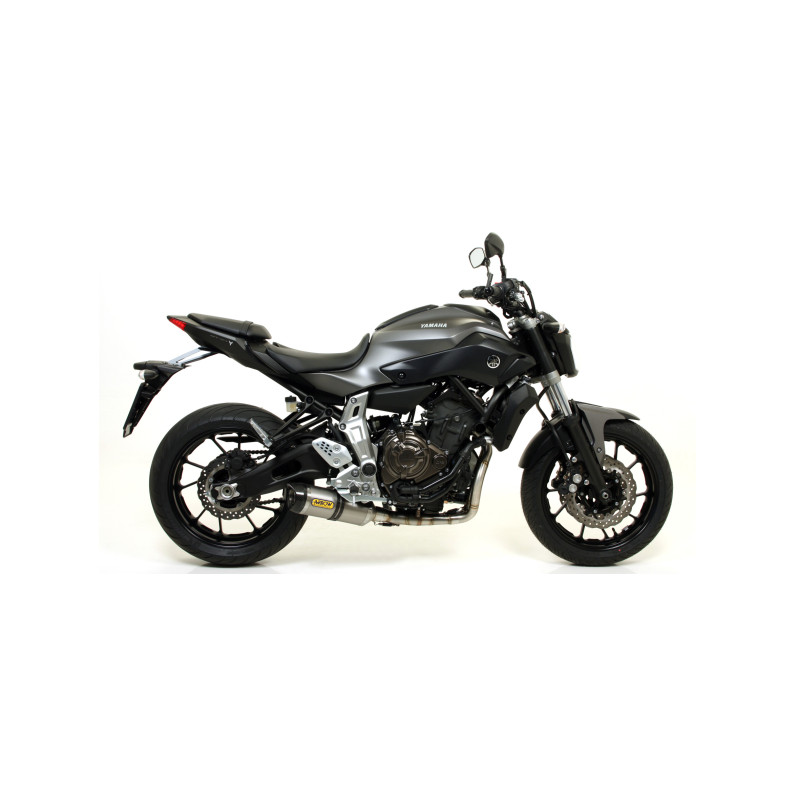 Arrow Thunder Low Mount Full Exhaust System with Titanium Canister / Carbon End Cap - Yamaha FZ-07 / MT-07