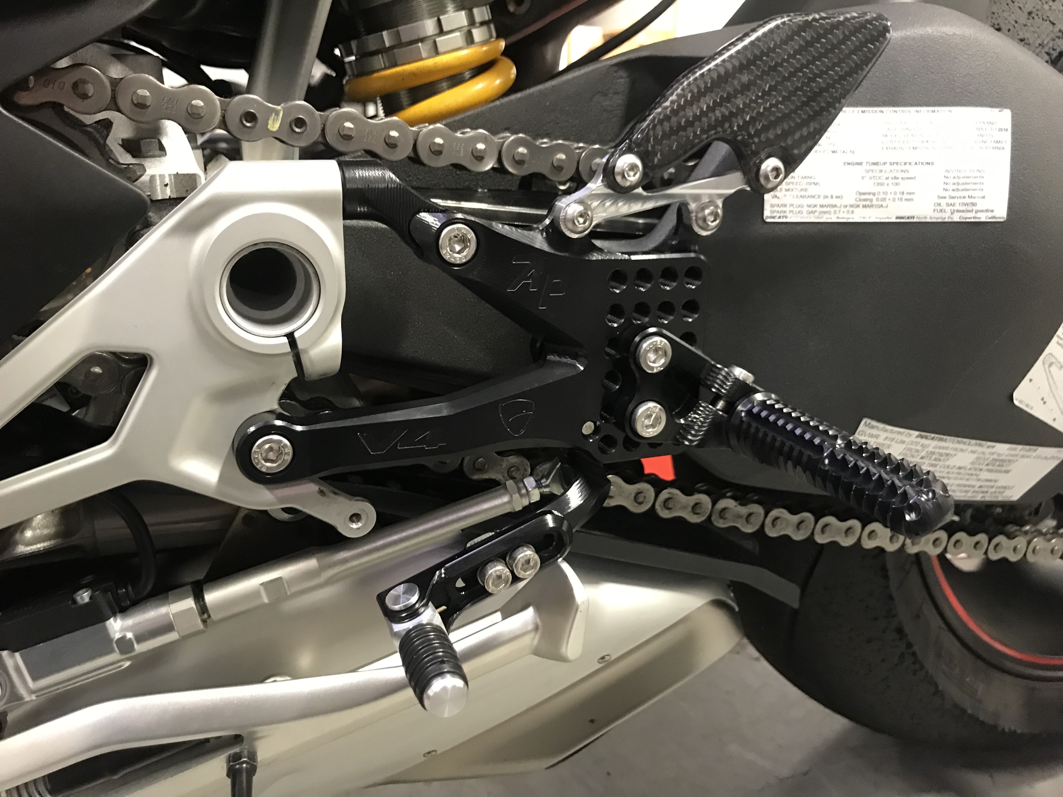 Attack Performance Billet Aluminum Adustable Rearsets for Ducati V4 Panigale