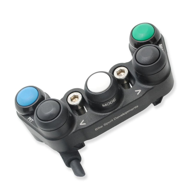 Bike Sport Developments - 5 Function Race Switch - bar clamp mount - Up/Down/Select/Map/Pit - Yamaha YZF-R1 (2015-2023) Bike Sport Developments - 5 Function Race Switch - bar clamp mount - Up/Down/Select/Map/Pit - Yamaha YZF-R1 (2015-2023)