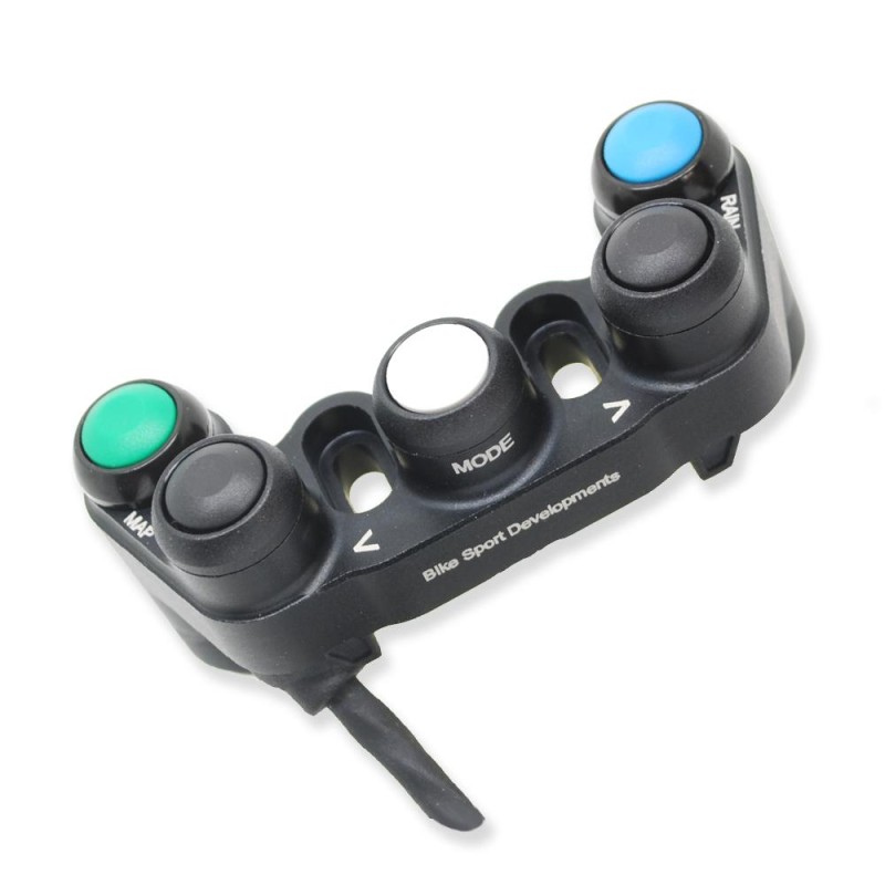 Bike Sport Developments - 7 Function Race Switch - Bar Clamp Mount - Up/Down/Select/Map/Pit/Rain/Lap - Yamaha YZF-R1 (2020+) Bike Sport Developments - 7 Function Race Switch - Bar Clamp Mount - Up/Down/Select/Map/Pit/Rain/Lap - Yamaha YZF-R1 (2020+)