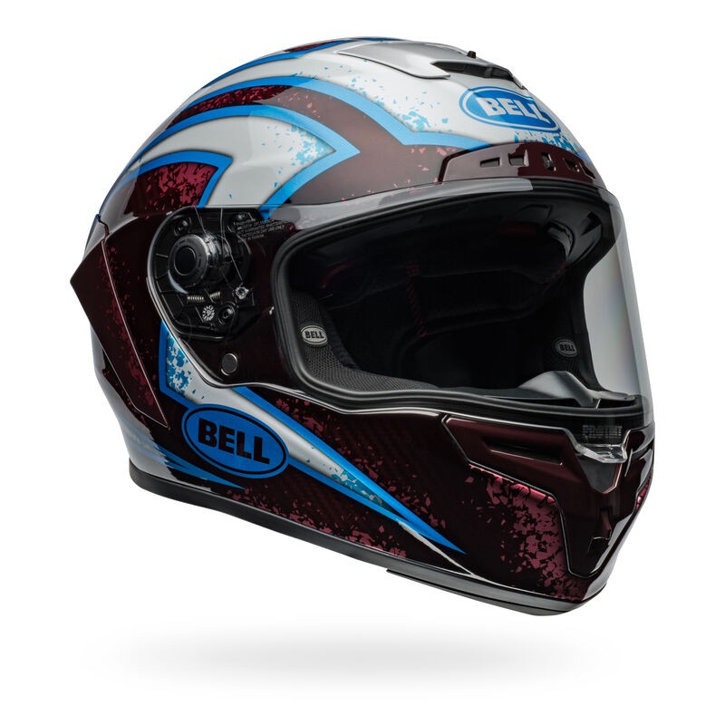 Bell Race Star Flex DLX Carbon Fiber Helmet - Xenon | Gloss Maroon / Blue