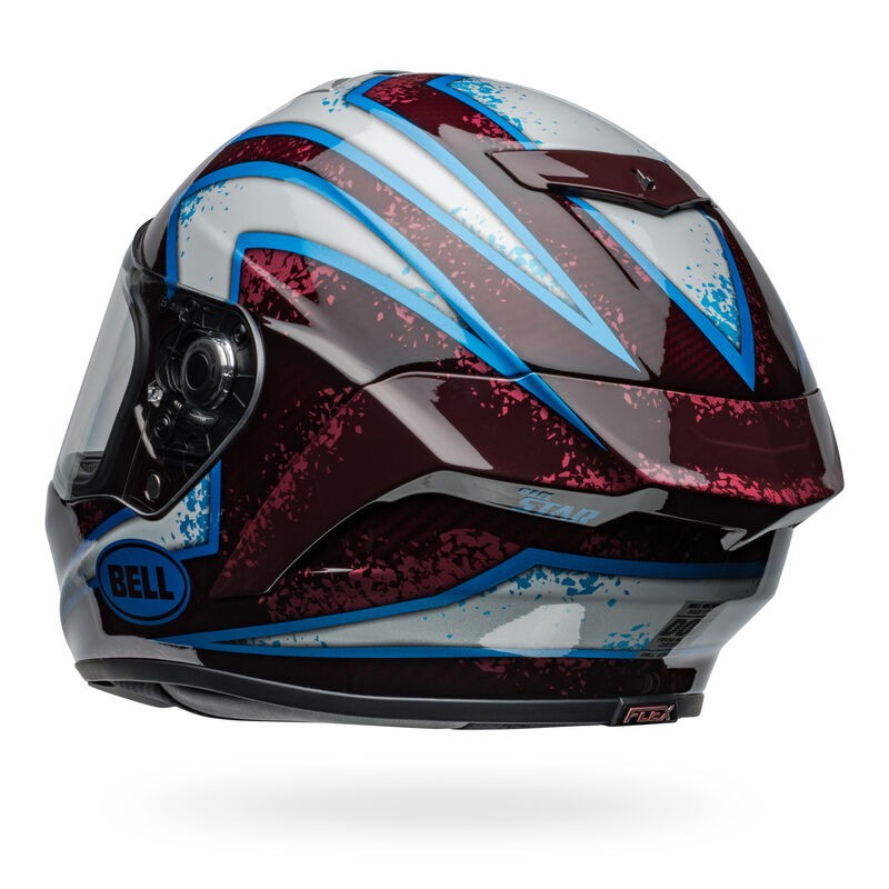 Bell Race Star Flex DLX Carbon Fiber Helmet - Xenon | Gloss Maroon / Blue