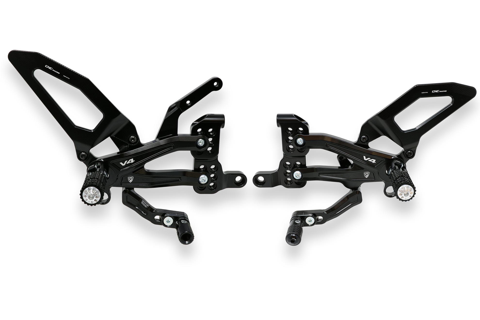 CNC Racing RPS Adjustable Rearsets w/ Carbon Heel Protectors - Ducati Streetfighter V4 / V4 S