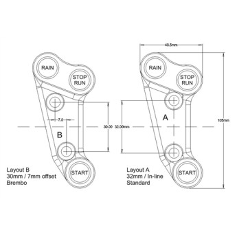 Bike Sport Developments - Plug and Play Start / Kill / Rain Switch - Ducati Panigale 899 / 959 / 1199 / 1299 (offset 30mm bolt spacing)