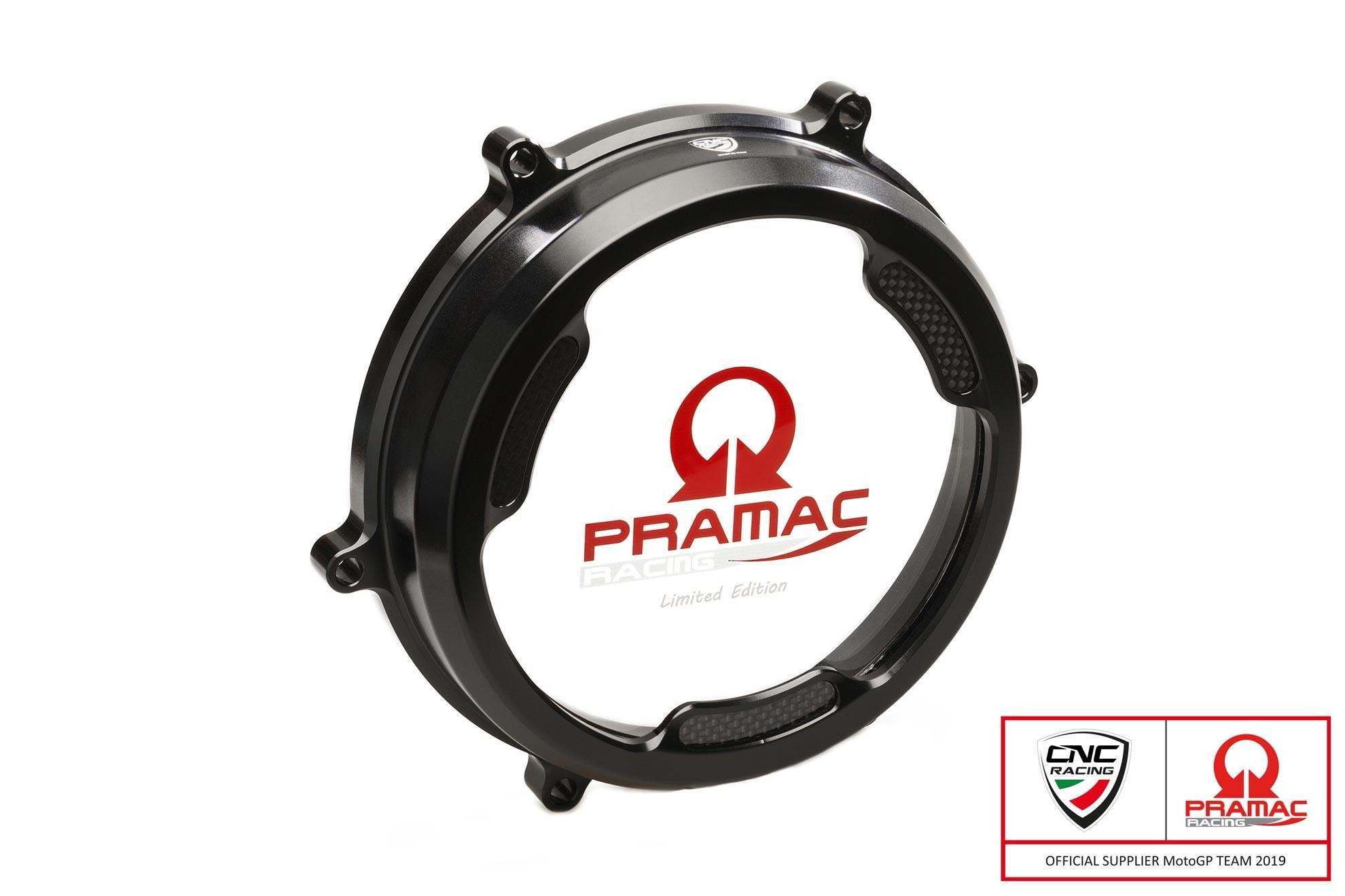 CNC Racing PRAMAC RACING LIMITED EDITION Clear Wet Clutch Cover With Carbon Inlay - Ducati Panigale 1299/1199/959 Superleggera