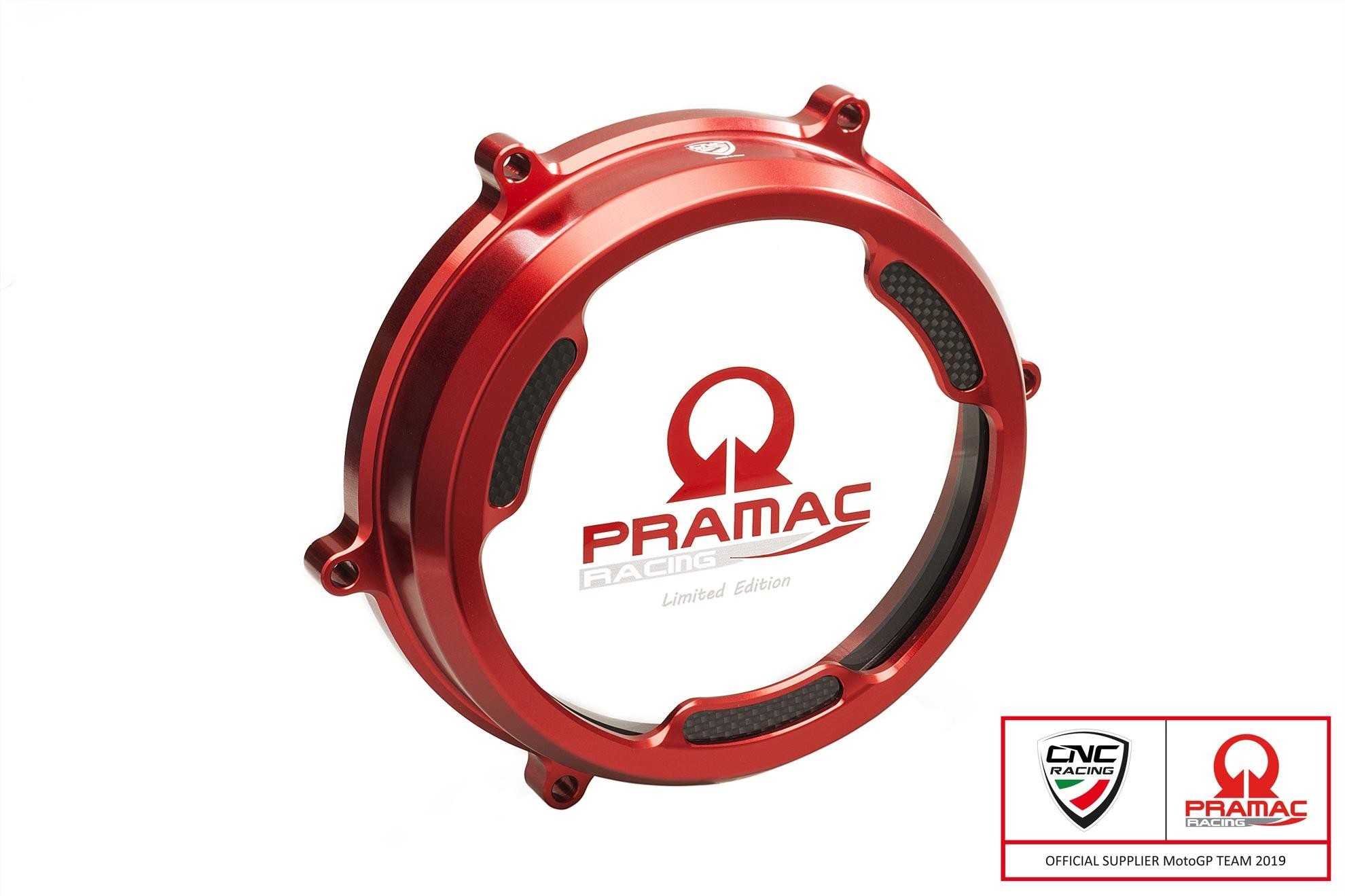 CNC Racing PRAMAC RACING LIMITED EDITION Clear Wet Clutch Cover With Carbon Inlay - Ducati Panigale 1299/1199/959 Superleggera