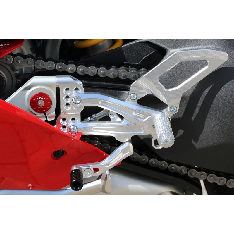 CNC Racing RPS Easy Adjustable Rearset for the Ducati Panigale V4 / S / Speciale - Silver