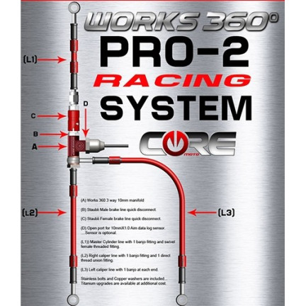 Core Moto Works 360 Pro-2 Front Brake Line System | Yamaha | YZF-R9 (with OEM Yamaha Calipers) Core Moto Works 360 Pro-2 Front Brake Line System | Yamaha | YZF-R9 (with OEM Yamaha Calipers)