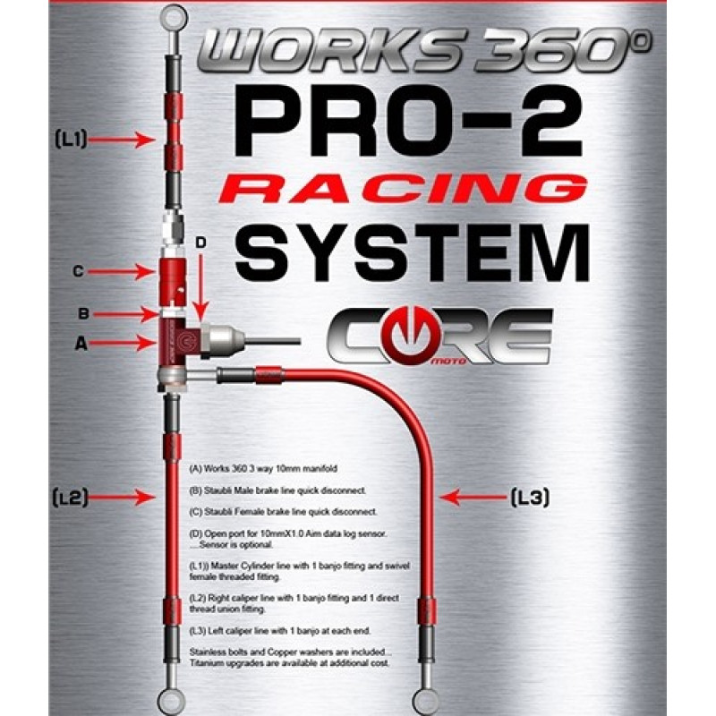 Core Moto Works 360 Pro-2 Front Brake Line System | Kawasaki | ZX