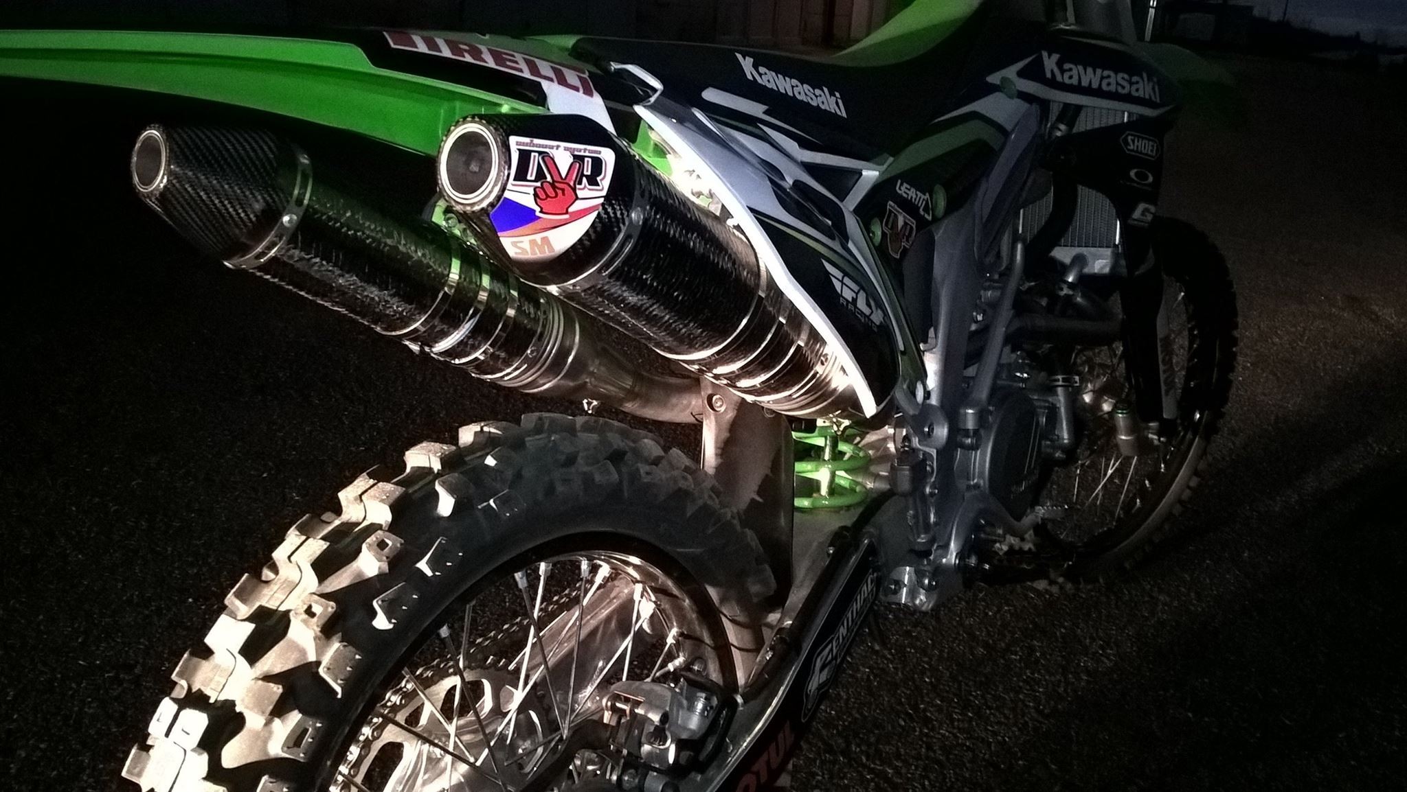 DVR Dual Stainless / Carbon Exhaust System For KAWASAKI KXF 450 2019 - 2023