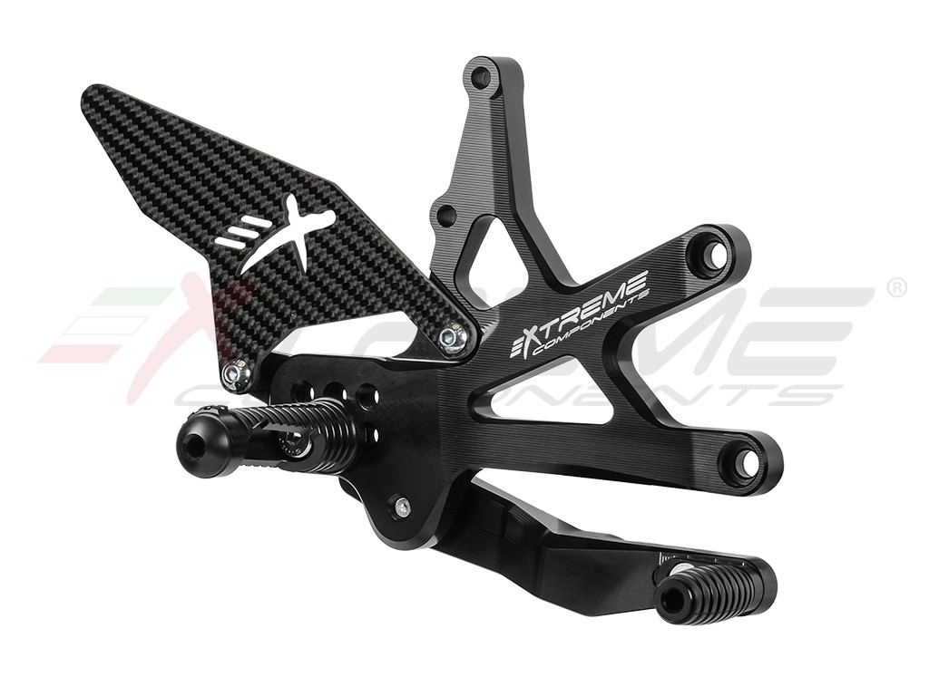 GP EVO Rear Sets Kit - Suzuki GSX-R1000 2017 - 2021 Standard and GP Shift With Carbon Fiber Heel Guard ( Black ) Includes Quickshifter Rod