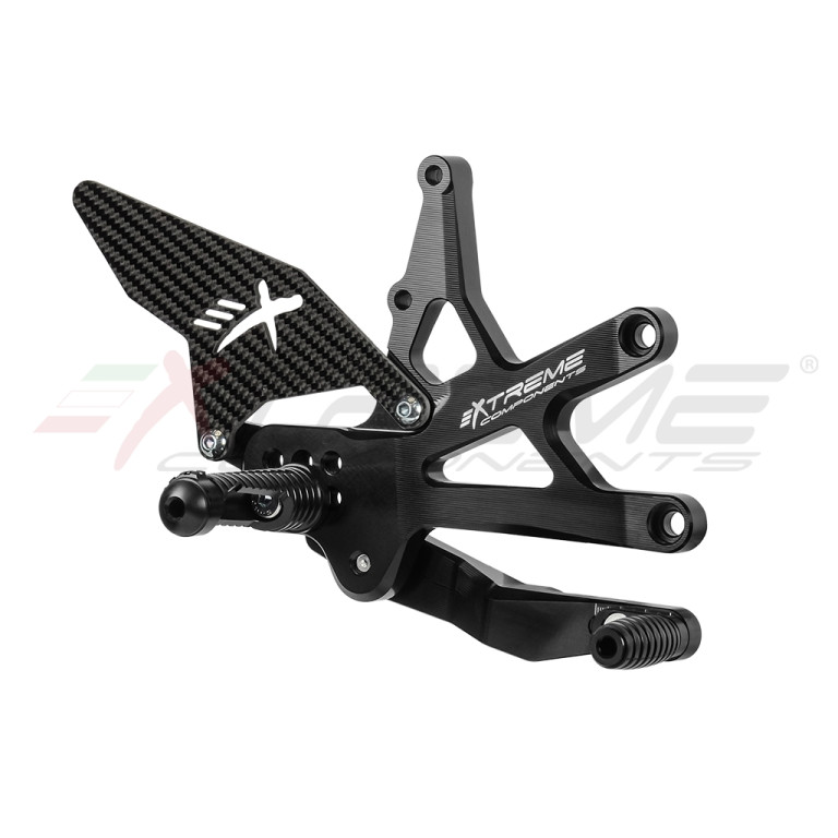 GP EVO Rear Sets Kit - Suzuki GSX-R1000 2017 - 2021 Standard and GP Shift With Carbon Fiber Heel Guard ( Black ) Includes Quickshifter Rod