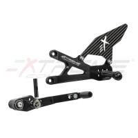 GP EVO Rear Sets Kit - Suzuki GSX-R1000 2017 - 2021 Standard and GP Shift With Carbon Fiber Heel Guard ( Black ) Includes Quickshifter Rod