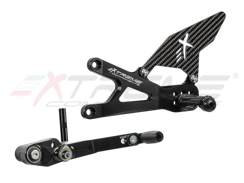 GP EVO Rear Sets Kit - Suzuki GSX-R1000 2017 - 2021 Standard and GP Shift With Carbon Fiber Heel Guard ( Black ) Includes Quickshifter Rod