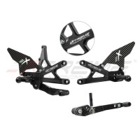 GP EVO Rear Sets Kit - Suzuki GSX-R1000 2017 - 2021 Standard and GP Shift With Carbon Fiber Heel Guard ( Black ) Includes Quickshifter Rod