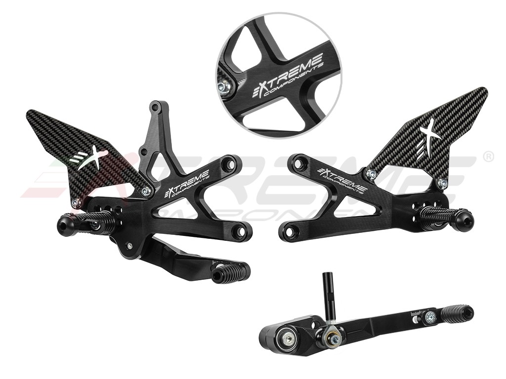 GP EVO Rear Sets Kit - Suzuki GSX-R1000 2017 - 2021 Standard and GP Shift With Carbon Fiber Heel Guard ( Black ) Includes Quickshifter Rod