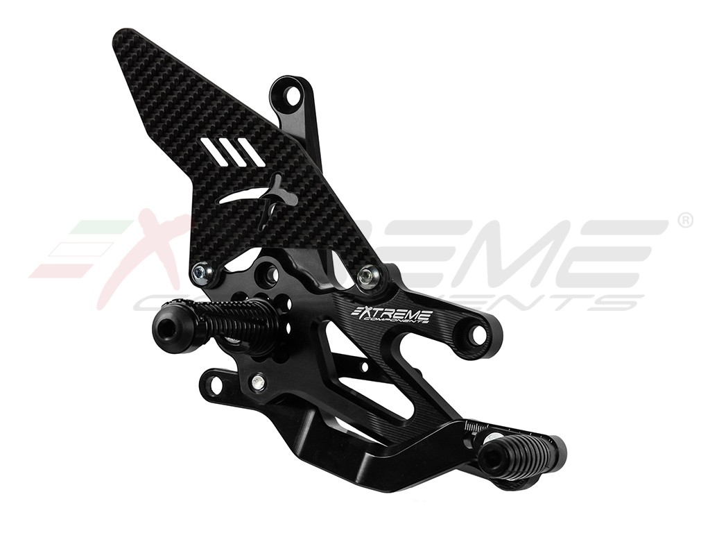 Extreme Components GP EVO Rear Sets Kit - Yamaha R7 (2021 - 2022) Standard  + GP Shift with Carbon Heel Guard (Black)