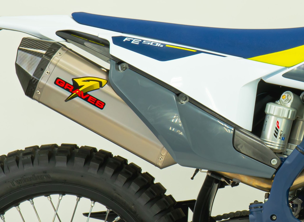 Graves Motorsports 2020+ KTM / Husqvarna Titanium Diamond Dual Sport / Offroad Slip-on Exhaust - Carbon End Cap