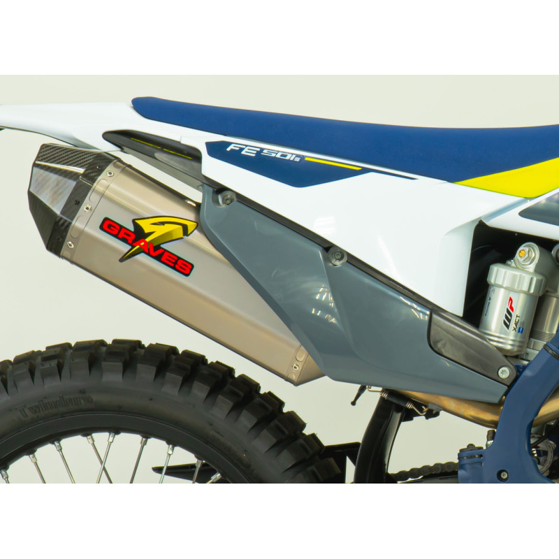Graves Motorsports 2020+ KTM / Husqvarna Titanium Diamond Dual Sport / Offroad Slip-on Exhaust - Carbon End Cap