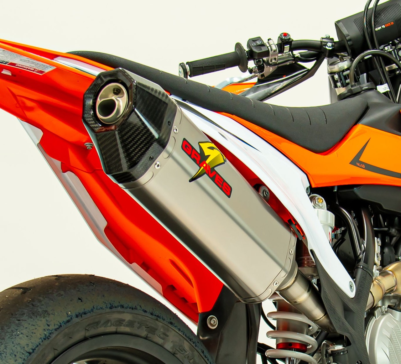 Graves Motorsports KTM - Husqvarna - Gas Gas Titanium Slip-on Exhaust - Carbon End Cap (350cc-450cc)