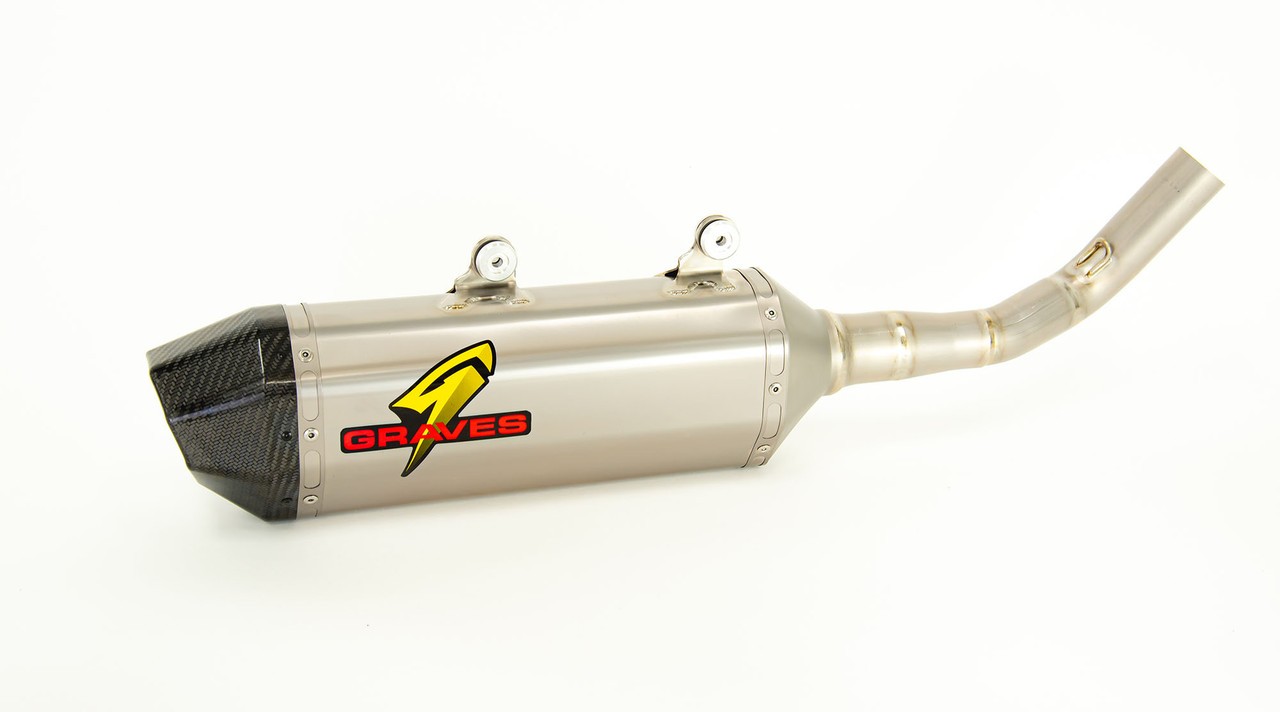 Graves Motorsports KTM - Husqvarna - Gas Gas Titanium Slip-on Exhaust - Carbon End Cap (350cc-450cc)
