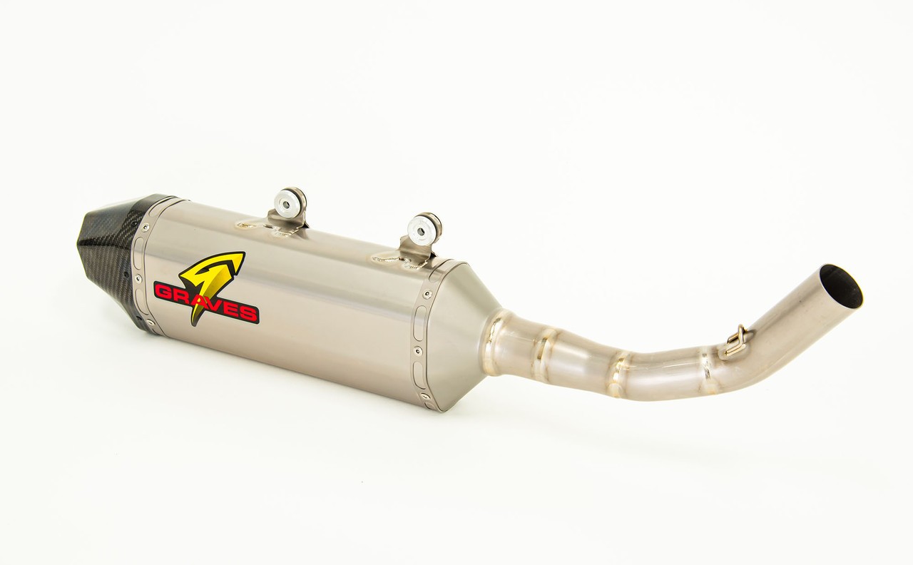Graves Motorsports KTM - Husqvarna - Gas Gas Titanium Slip-on Exhaust - Carbon End Cap (350cc-450cc)