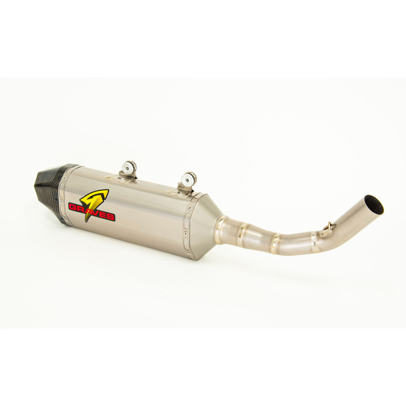Graves Motorsports KTM - Husqvarna - Gas Gas Titanium Slip-on Exhaust - Carbon End Cap (350cc-450cc) Graves Motorsports KTM - Husqvarna - Gas Gas Titanium Slip-on Exhaust - Carbon End Cap (350cc-450cc)