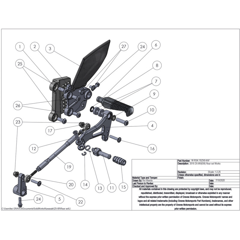 Graves Motorsports WORKS Adjustable Rearsets Kit - Kawasaki ZX-6R (2019-2023) Graves Motorsports WORKS Adjustable Rearsets Kit - Kawasaki ZX-6R (2019-2023)