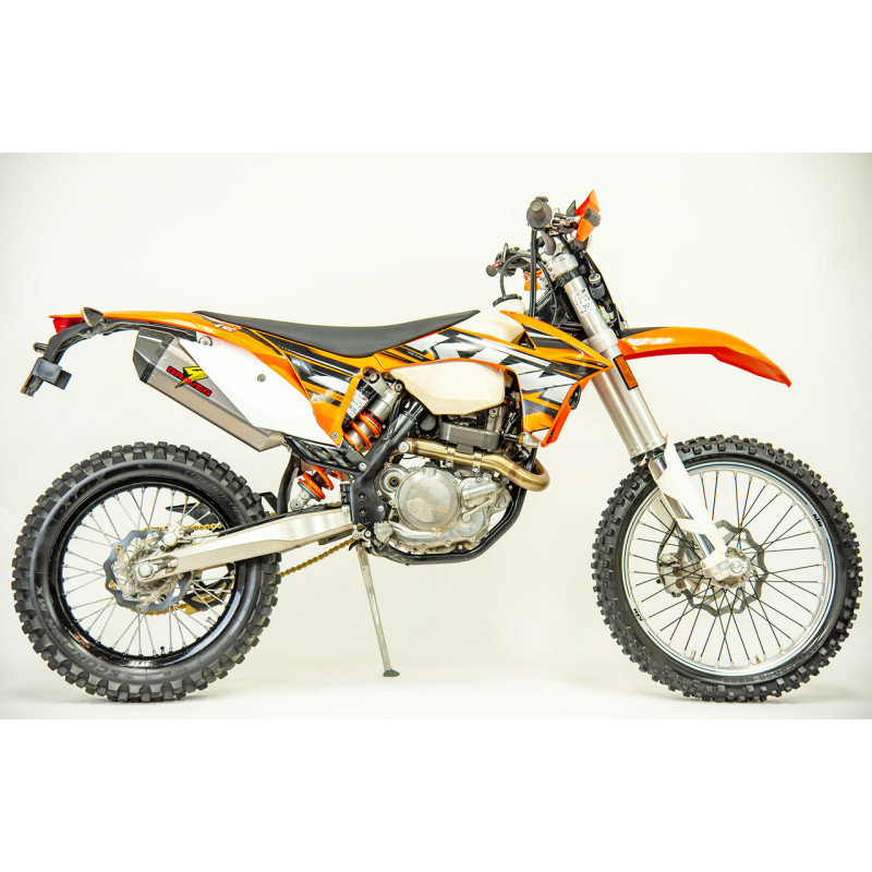 Graves Motorsports Octagon Dual Sport / Offroad Slip-on Exhaust - Carbon End Cap - KTM / Husqvarna / Husaberg Titanium