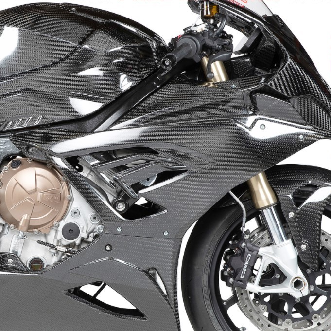 AP Carbon Line 200g Carbon Fiber Race Bodywork (Standard Weave) - Race Tachometer Support/Air Inlet Tubes - 2020-21 BMW S1000RR