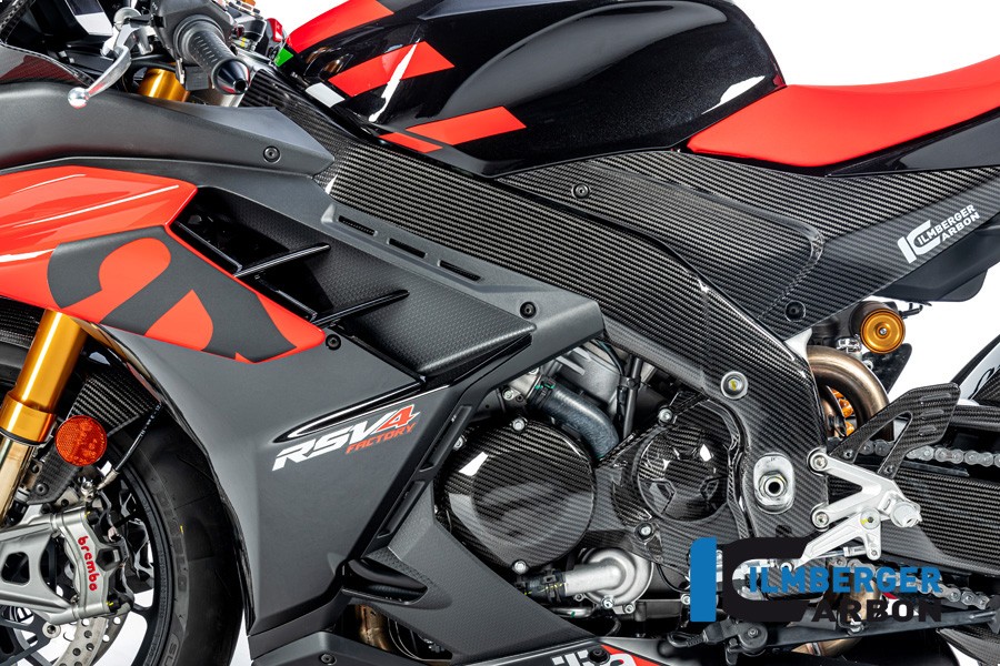 Ilmberger Carbon Fiber Left side Frame Cover for Aprilia RSV4 / Tuono (2021-2022)  - Gloss - RAL.001.RS21G.K