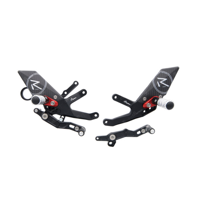 LighTech 'Track System' Adjustable Rearsets R Version (Black)  -  2015-2018 BMW S1000RR / HP4
