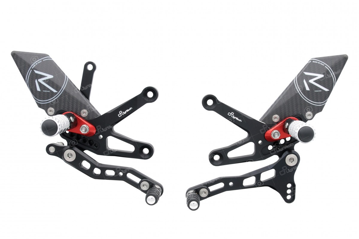LighTech 'Track System' Adjustable Rearsets  R Version (Black)  -  2016-2021 Kawasaki Ninja ZX-10R / RR