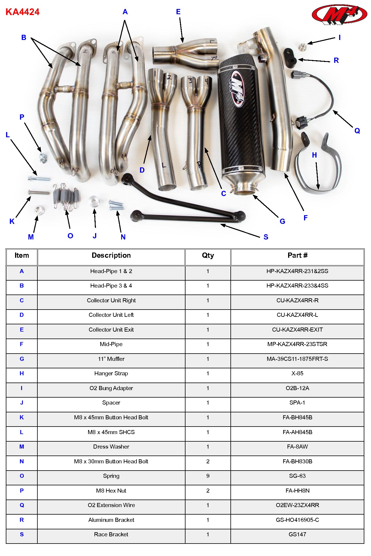  M4 Full System Exhaust w/ X96 Carbon Canister - Kawasaki ZX-4RR (2023)