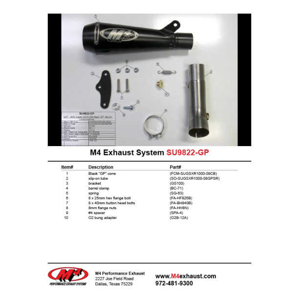 M4 Black GP Slip-On 2007-08 Suzuki GSX-R1000